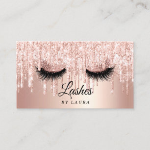 Long Lash Extension Makeup Artist Rose Gold Business Card