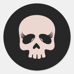 Long Lashes Beauty Girl Skull Gothic Classic Round Sticker