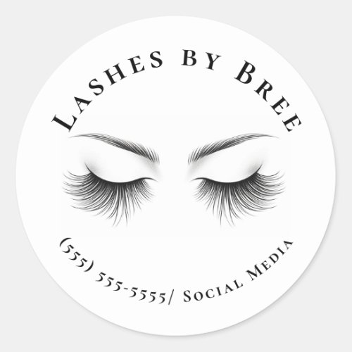 Long Lashes Eyelash Extensions Beauty   Classic Round Sticker
