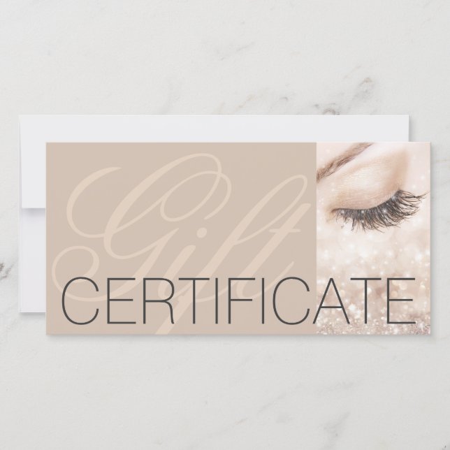 Long Lashes Gift Certificate Beige Cream Thank You Card (Front)
