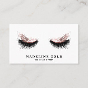 Long Lashes Makeup Artist Beauty Salon Rose Gold Business Card