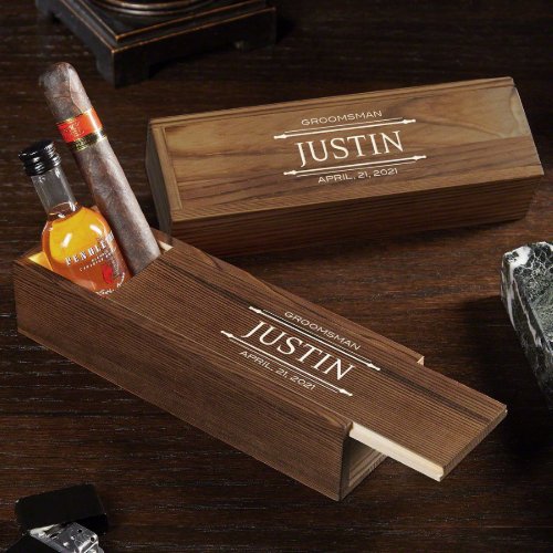 Long_Lasting Engraved Stanford Wooden Cigar Box