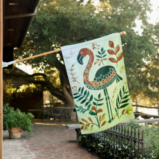 Long-Legged Flamingo Weathered House Flag