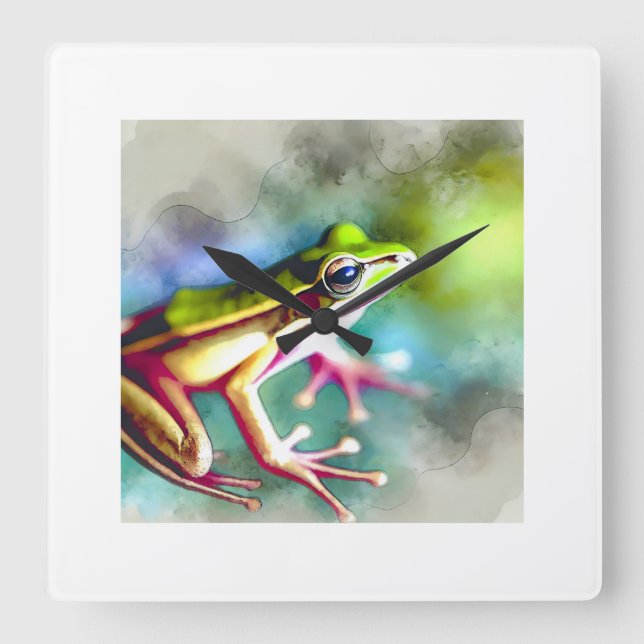 Long legged frog 100924AREF149 - Watercolor Square Wall Clock (Front)