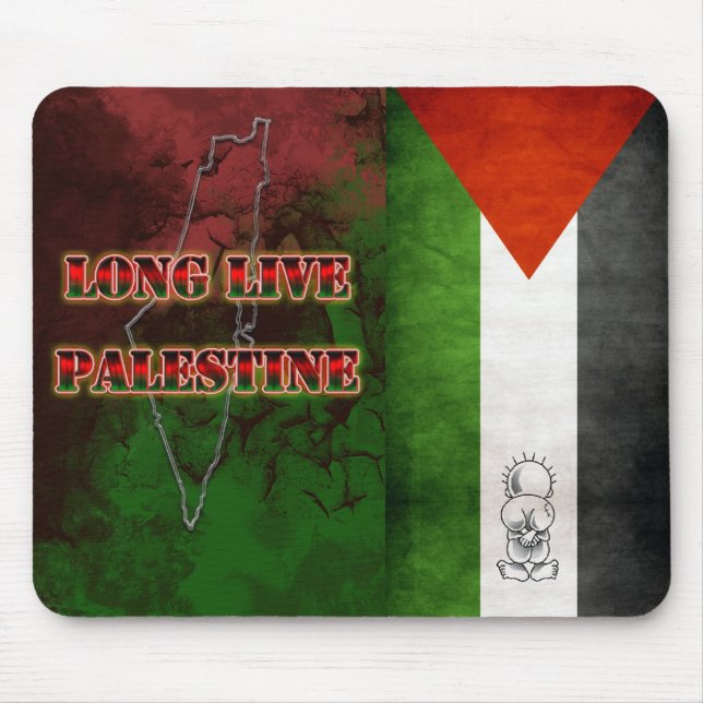 Long Life Palestine Flag Grunge Mousepad (Front)