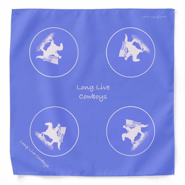 Long Live Cowboys Bandana in PeriWinkle (Front)