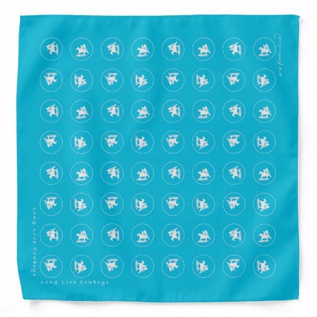 Long Live Cowboys Bandana - Turquoise (Front)
