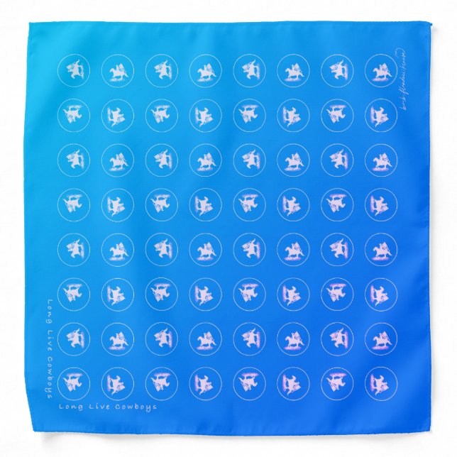 Long Live Cowboys - Blue Gradient Bandana (Front)
