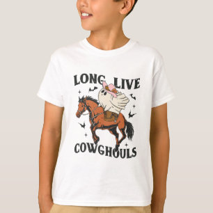 Long Live Cowghouls Cute Ghost Cowgirl Halloween W T-Shirt