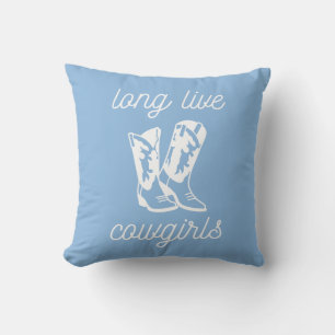 Long Live Cowgirls Blue Coastal Cowgirl Boots Throw Pillow