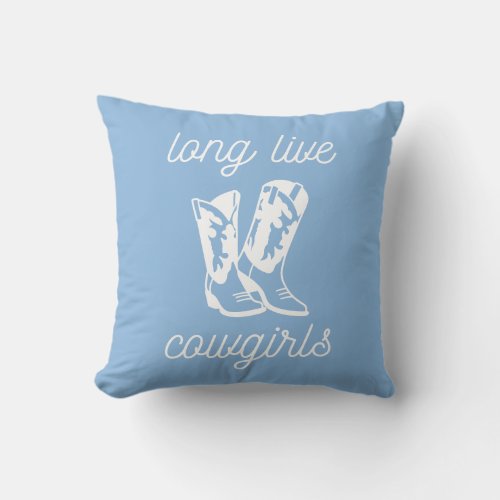 Long Live Cowgirls Blue Coastal Cowgirl Boots  Throw Pillow