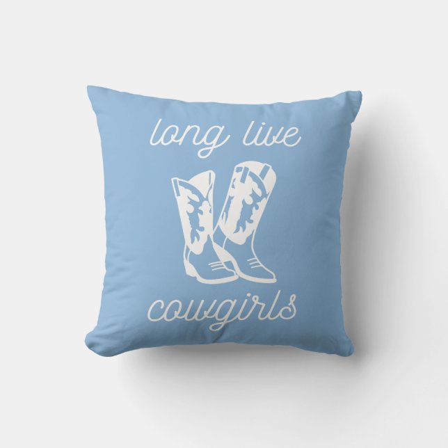 Long Live Cowgirls Blue Coastal Cowgirl Boots  Throw Pillow (Front)