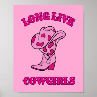 Long Live Cowgirls Pink Preppy Poster