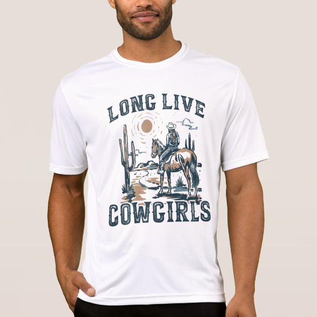 Long Live Cowgirls | Retro Sublimations, Western  T-Shirt (Front)