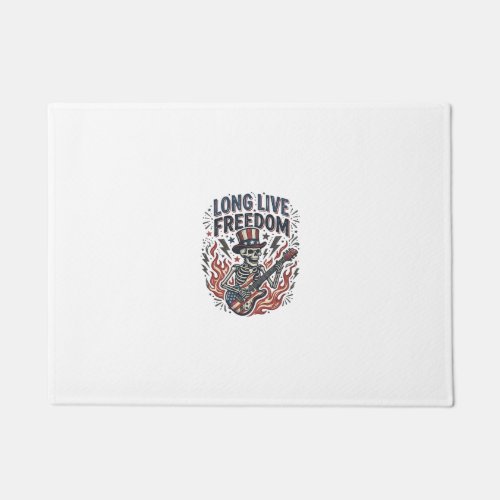 Long Live Freedom Patriotic Skeleton Rocker Shirt_ Doormat