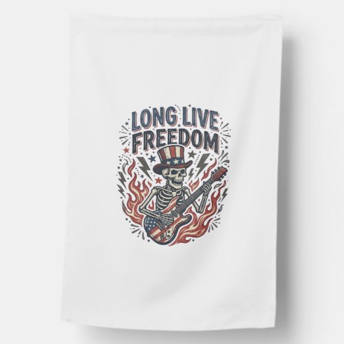 Long Live Freedom Patriotic Skeleton Rocker Shirt_ House Flag