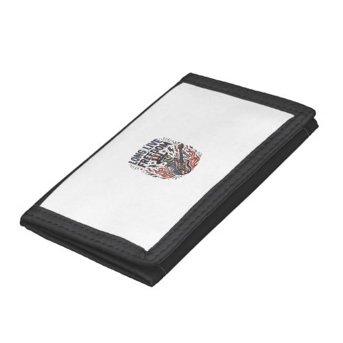 Long Live Freedom Patriotic Skeleton Rocker Shirt_ Trifold Wallet