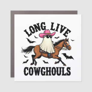 Long Live Ghouls Spooky Halloween Ghost Cowboy Car Magnet