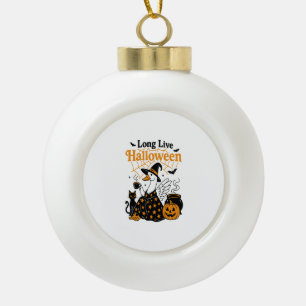 Long Live Halloween Goose Witch Ceramic Ball Christmas Ornament