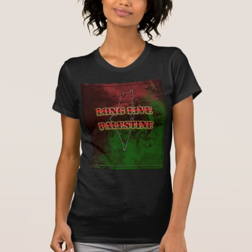 Long Live Palestine Distressed Womens T_Shirt