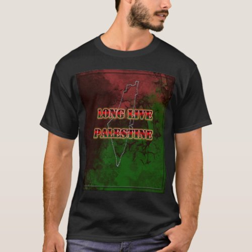 Long Live Palestine Mens Distressed T_shirt