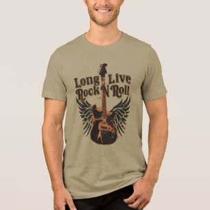 Long live Rock n Roll wings Guitar Tri-Blend Shirt