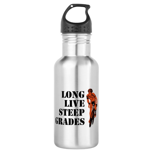 Long Live Steep Grades Cycling Stainless Steel Water Bottle (Front)