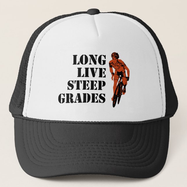 Long Live Steep Grades Cycling Trucker Hat (Front)