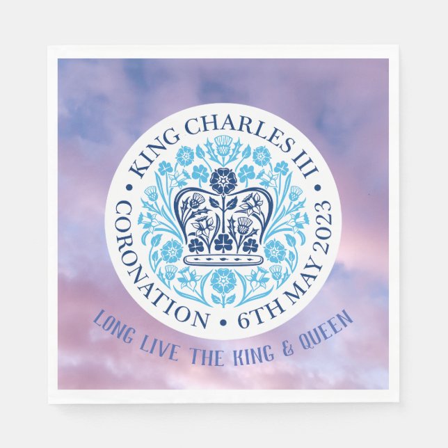 Long Live The King & Queen - Coronation. Editable. Napkins (Front)