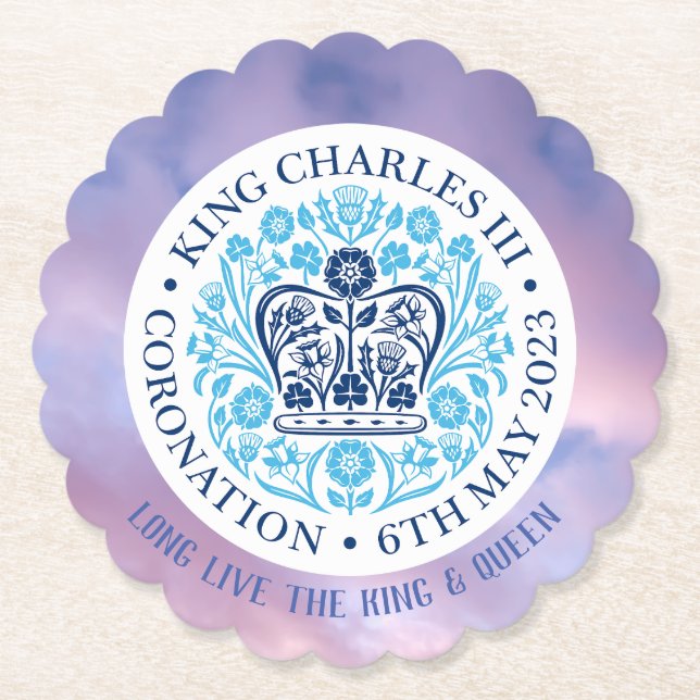Long Live The King & Queen - Coronation. Editable. Paper Coaster (Front)