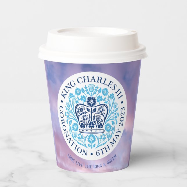 Long Live The King & Queen - Coronation. Editable. Paper Cups (Front)