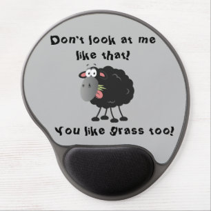 Long Lost Lamb: Grass Eating Black Sheep Gel Mouse Pad