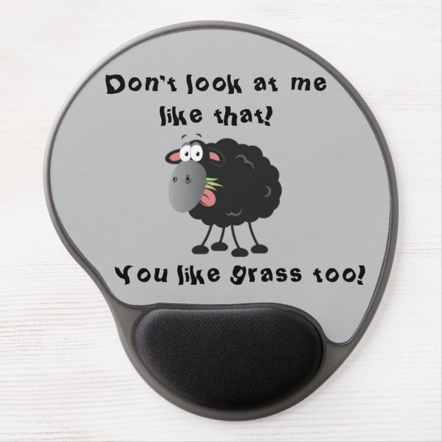Long Lost Lamb: Grass Eating Black Sheep Gel Mouse Pad (Front)