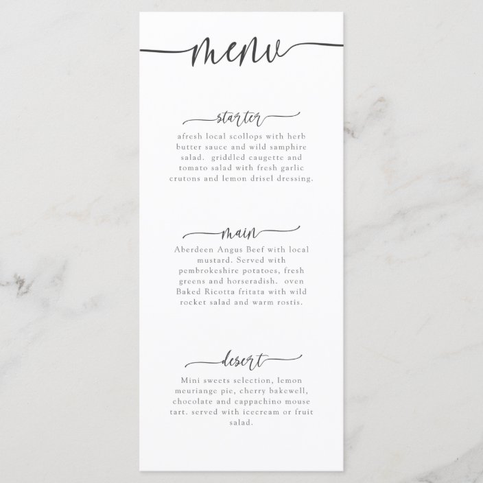 Long menu 4x9 Template 9, | Zazzle.com