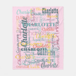 Long Name Pattern Typography Pink baby Fleece Blanket