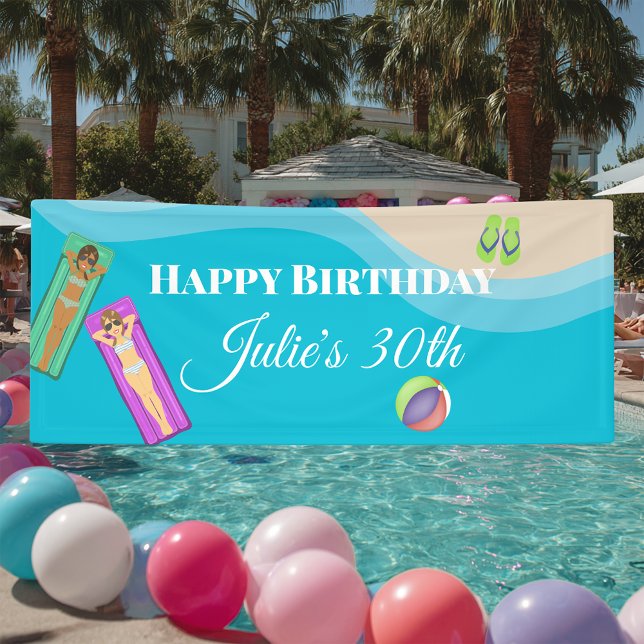 Long, Narrow Pool Party Banner for 30th Birthday (Creator Uploaded)