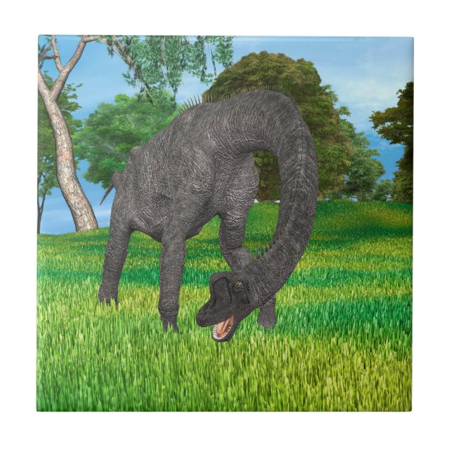 Long Neck Dinosaur Jungle Adventure Ceramic Tile (Front)