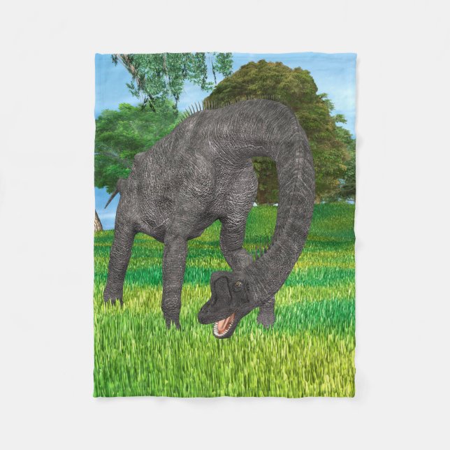 Long Neck Dinosaur Jungle Adventure Fleece Blanket (Front)
