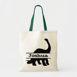Long Neck Dinosaur Personalized Name Tote Bag