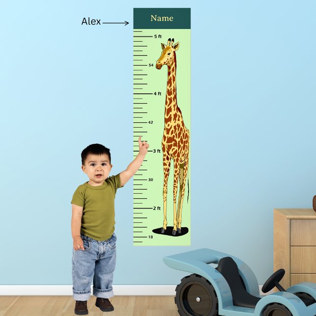 Long Neck Giraffe Growth Chart Add Child's Name Photo Print (Long Neck Giraffe Growth Chart Add Child's Name Photo Print)