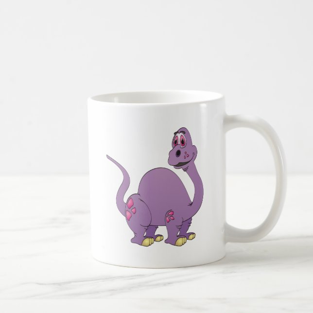Long Neck Purple Dinosaur Cartoon Coffee Mug (Right)