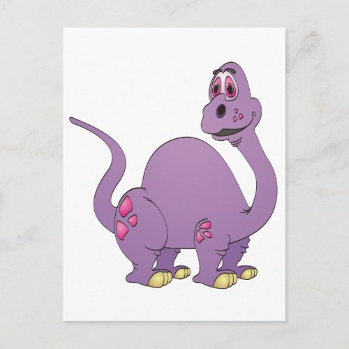 Long Neck Purple Dinosaur Cartoon Postcard