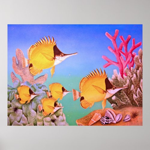 Long_nose Butterfly Fish Poster