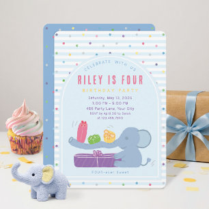 Long-Nosed Elephant & Gifts Birthday Invitation