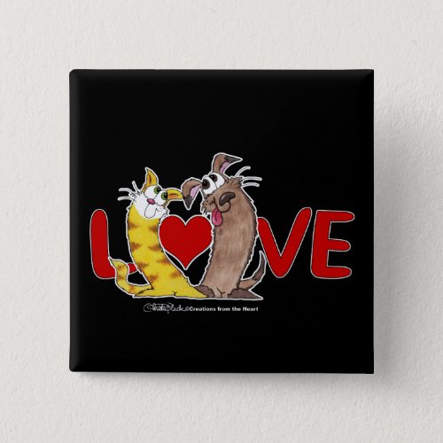 Long on Love_Cat and Dog Pinback Button