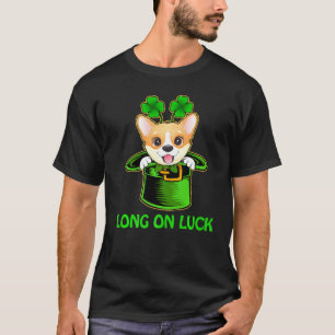 Long On Luck Leprechaun Hat Corgi Dog St Patricks  T-Shirt