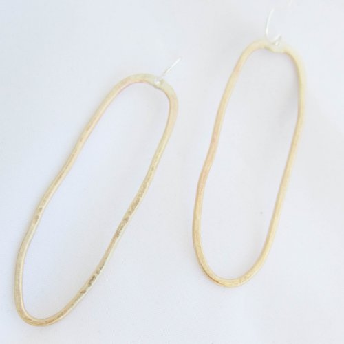 Long Oval Lightweight Brass Earrings