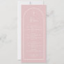 Long Pastel Baby Pink Arch Cross Baptism Menu Card
