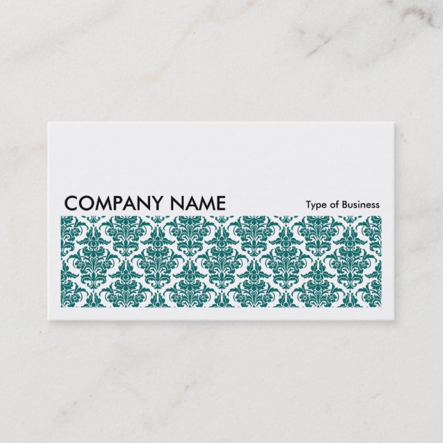 Long Picture 0123 - Moss Green Damask Pattern Business Card (Front)