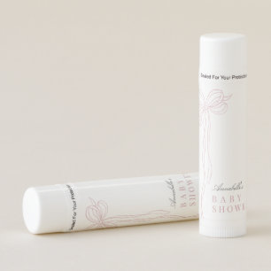 Long Pink Bow Ribbon Girl Baby Shower Lip Balm